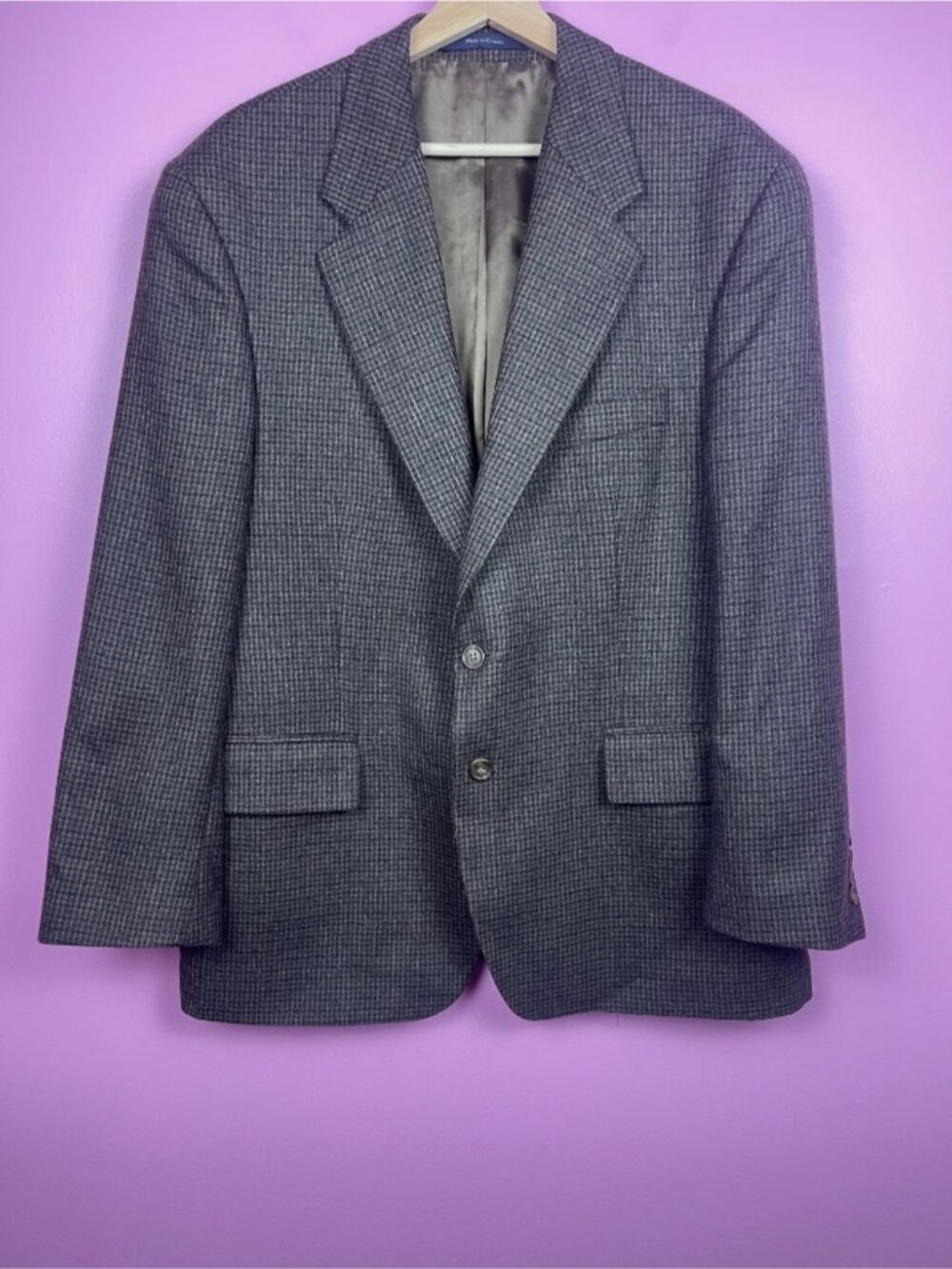 Chaps Ralph Lauren Vintage Houndstooth Tweed Sport Coat Wool Brown Men's 46R - Picture 6 of 13